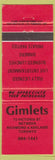 Matchbook Cover - Gimlets Toronto ON
