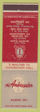 Matchbook Cover - Ambassador Hotel Atlantic City NJ