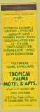 Matchbook Cover - Tropical Palms Motel Fort Lauderdale FL