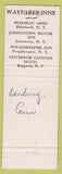 Matchbook Cover - Wayfarer Inns Rhinebeck Johnstown Poughkeepsie NY