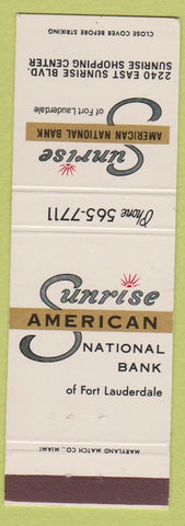Matchbook Cover - Sunrise American National Bank Fort Lauderdale FL