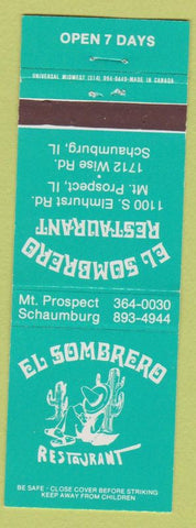 Matchbook Cover - El Sombrero Restaurant Mount Prospect IL Schaumburg