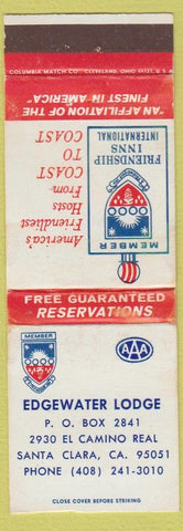 Matchbook Cover - Edgewater Lodge Santa Clara CA