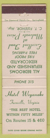 Matchbook Cover - Hotel Weyanoke Farmville VA