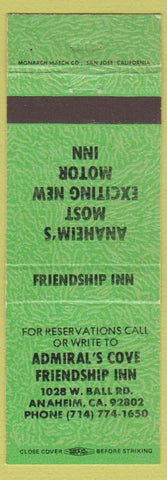 Matchbook Cover - Admiral's Cove Anaheim CA green