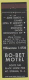 Matchbook Cover - Bo Bet Motel Mount Ephraim NJ