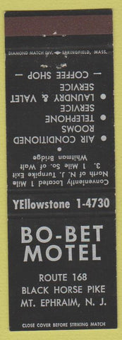 Matchbook Cover - Bo Bet Motel Mount Ephraim NJ