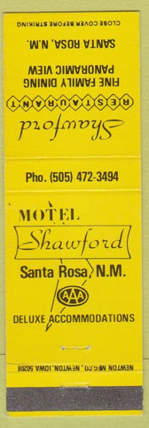 Matchbook Cover - Motel Shawford Santa Rosa NM AAA