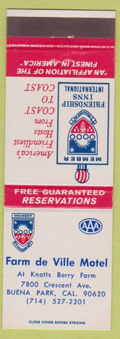 Matchbook Cover - Farm De Ville Motel Knotts Berry Farm Buena Park CA