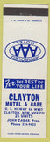 Matchbook Cover - Clayton Motel Cafe Clayton NM AAA