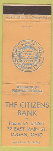 Matchbook Cover - Citizens Bank Logan OH