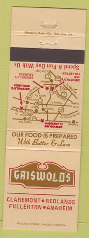 Matchbook Cover - Griswold's Claremont Redlands Fullerton Anaheim CA