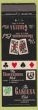 Matchbook Cover - Gardena Club Horseshoe CA poker cards