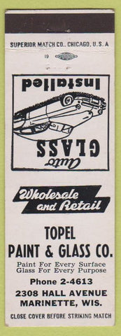Matchbook Cover - Topel Paint and Glass Marinette WI
