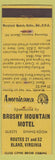 Matchbook Cover - Brushy Mountain Motel Bland VA WEAR