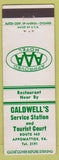 Matchbook Cover - Caldwell's Service oil gas AAA Appomattox VA