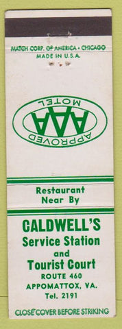 Matchbook Cover - Caldwell's Service oil gas AAA Appomattox VA