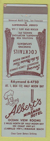 Matchbook Cover - Albert's Miramar Hotel Miramar Beach CA