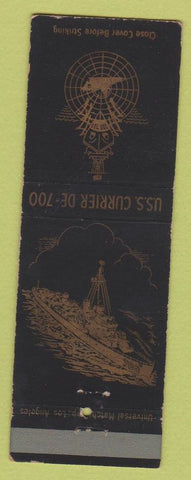 Matchbook Cover - USS Currier DE 700 military