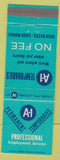 Matchbook Cover - A1 Employement Service Temp Union Caldwell Linden NJ