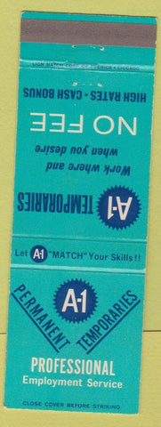 Matchbook Cover - A1 Employement Service Temp Union Caldwell Linden NJ