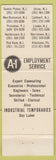 Matchbook Cover - A1 Employement Service Temp Union Caldwell Linden NJ