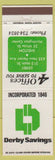 Matchbook Cover - Derby Savings Shelton Derby CT