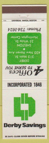 Matchbook Cover - Derby Savings Shelton Derby CT