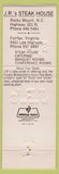 Matchbook Cover - Jrs Steak House Fairfax VA