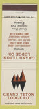 Matchbook Cover - Grand Teton Lodge National Park WY