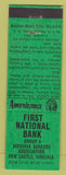 Matchbook Cover - First National Bank New Castle VA Perkins Americana