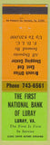 Matchbook Cover - First National Bank Luray VA