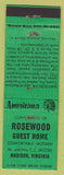 Matchbook Cover - Roseewood Guest Home Madison VA Perkins Americana