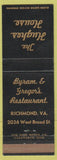 Matchbook Cover - Hughes House Richmond VA Byran Gregor's WEAR