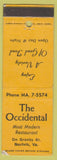 Matchbook Cover - Occidental Restaurant Norfolk VA WEAR