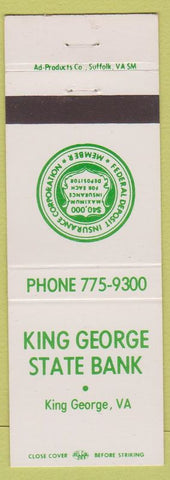 Matchbook Cover - King George State Bank King George VA