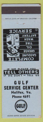 Matchbook Cover - Gulf oil gas Halifax VA