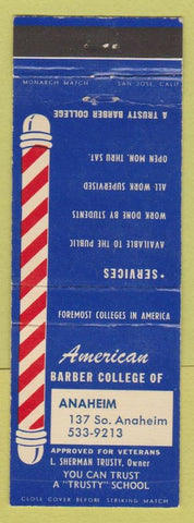 Matchbook Cover - American Barber College Anaheim CA