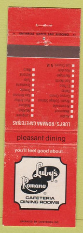 Matchbook Cover - Luby's Cafeterias TX Chain Houston Dallas Tyler Waco
