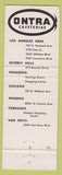 Matchbook Cover - Ontra Cafeterias Pasadena Hollywood Beverly Hills CA