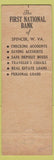 Matchbook Cover - First National Bank Spencer WV