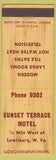 Matchbook Cover - Sunset Terrance Motel Lewisburg WV