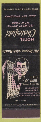 Matchbook Cover - Hotel Chesterfield New York City