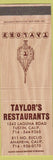 Matchbook Cover - Taylor's Restaurants Anaheim CA