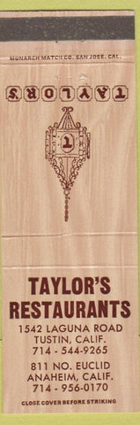 Matchbook Cover - Taylor's Restaurants Anaheim CA
