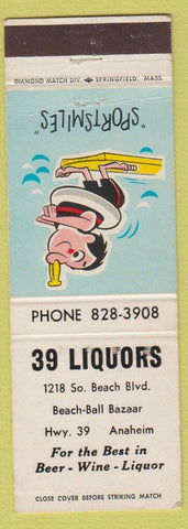Matchbook Cover - 39 Liquors Anaheim CA