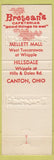 Matchbook Cover - Bretean's Cafeterias Canton OH