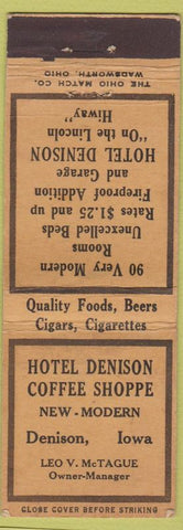 Matchbook Cover - Hotel Denison Coffee Shoppe Denison IA