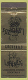 Matchbook Cover - Lorenzo's Restaurant Orange Santa Ana Laguna Hills CA