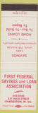 Matchbook Cover - First Federal Savings Loan Charleston WV
